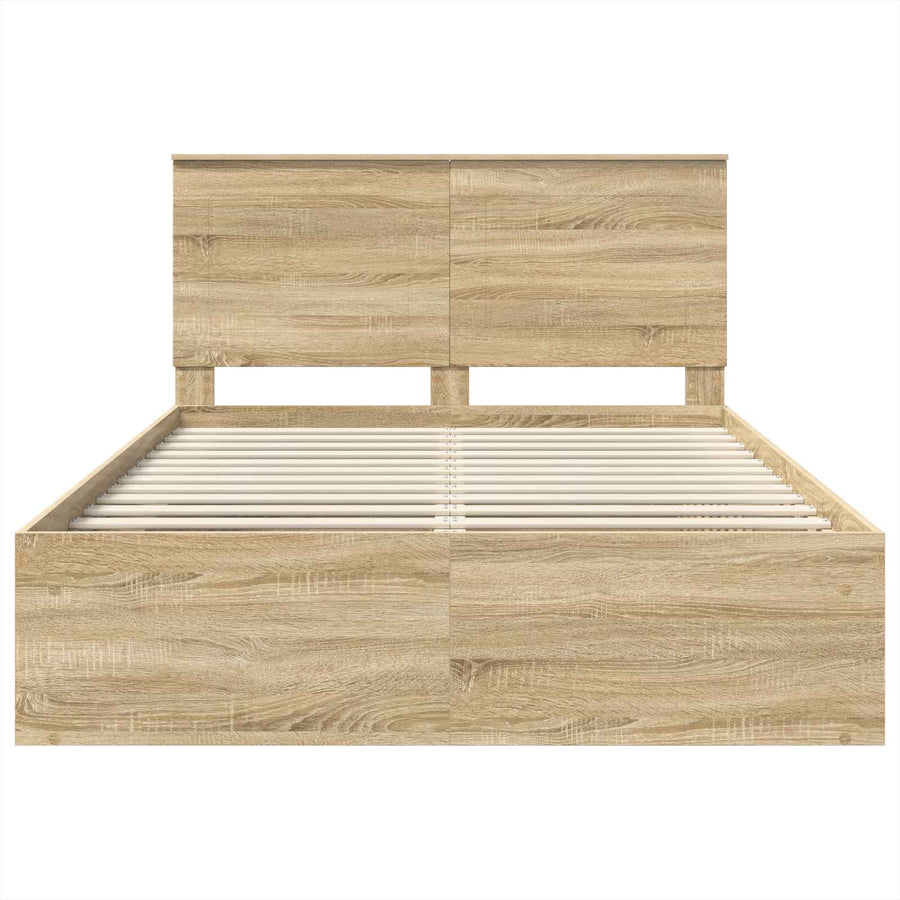 Bedframe met lade Sonoma Eiken 150 x 200 cm Massief grenenhout