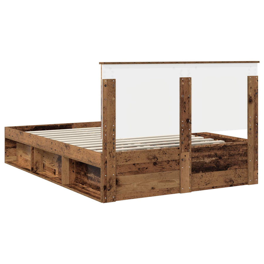 Bedframe met hoofdeinde Oudhout 150 x 200 cm Massief grenenhout