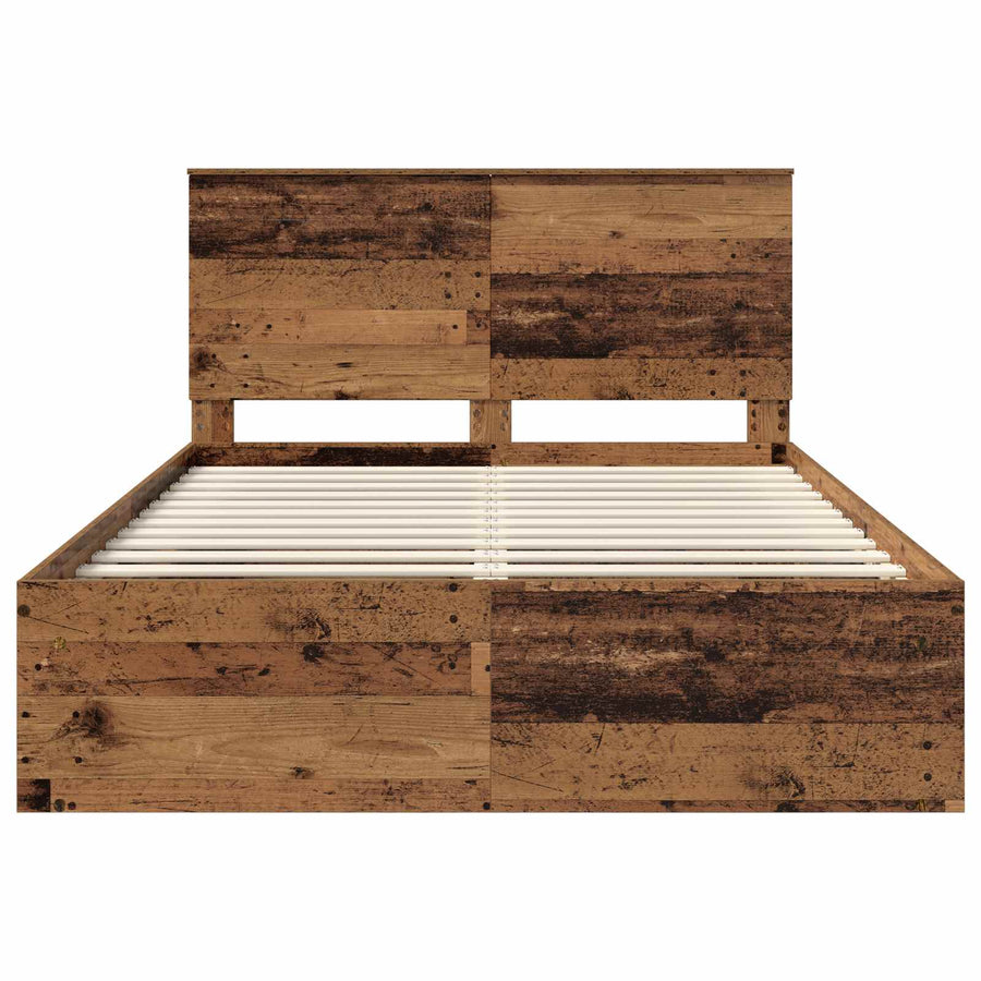 Bedframe met hoofdeinde Oudhout 150 x 200 cm Massief grenenhout