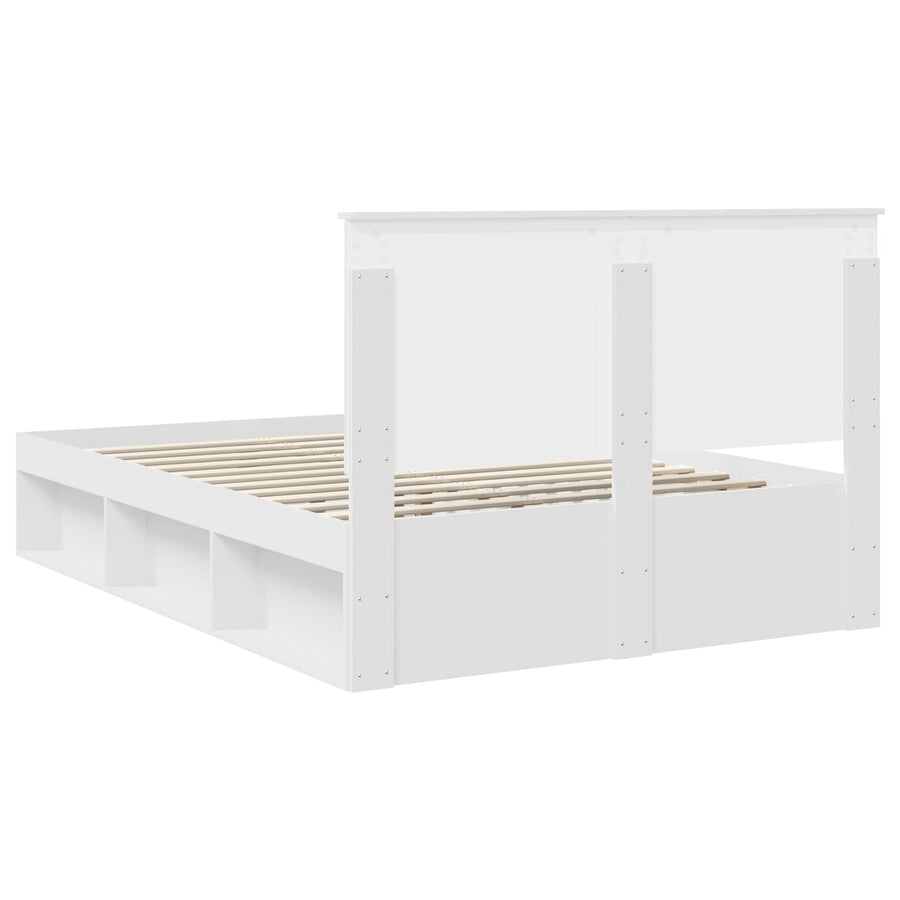 Bedframe met hoofdeinde Wit 140 x 190 cm Massief grenenhout