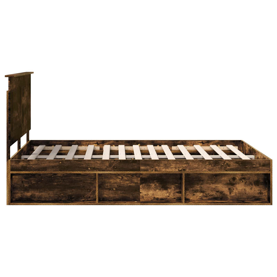 Bedframe Gerookt eiken 140 x 190 cm Massief grenenhout