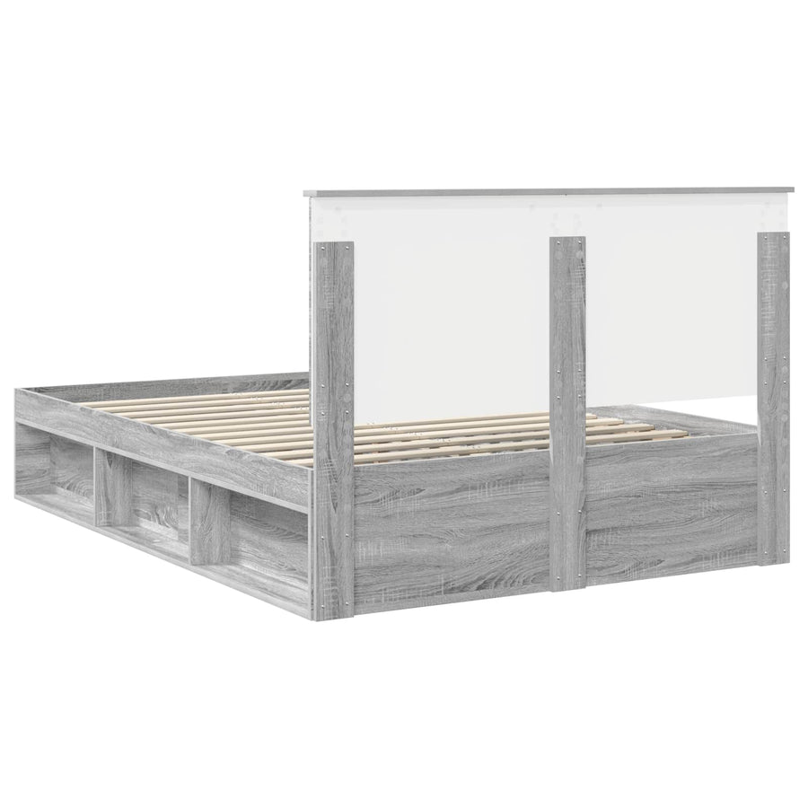 Bedframe Grijs Sonoma 140 x 190 cm Massief grenenhout
