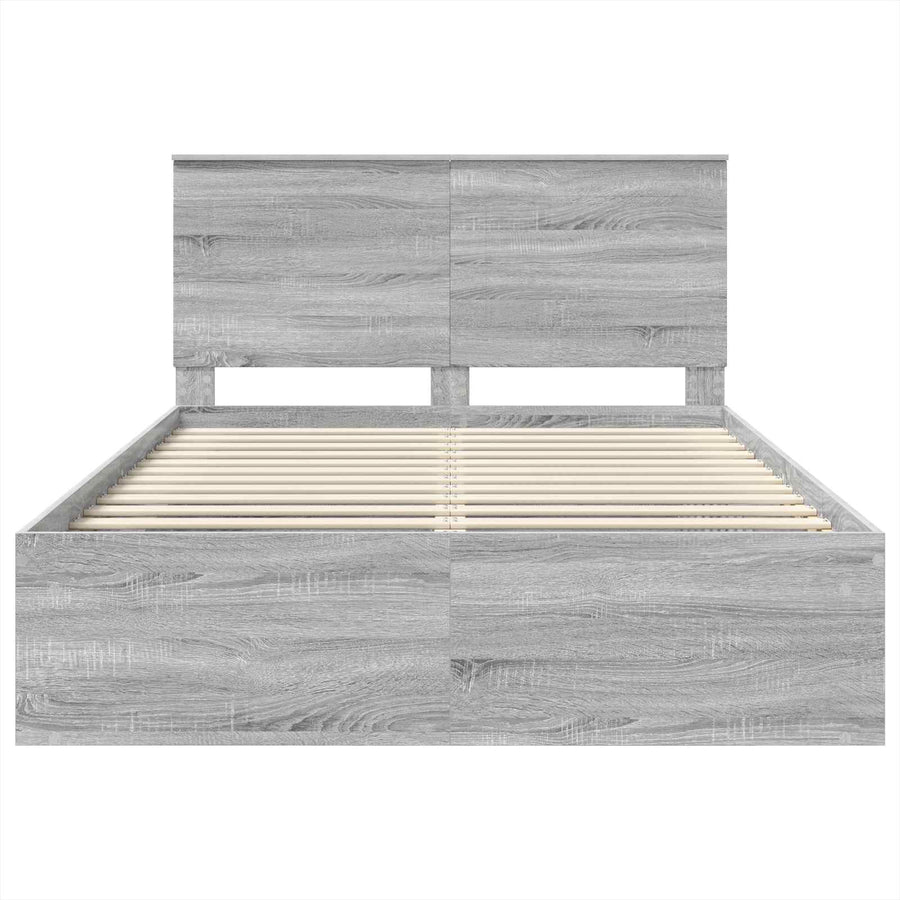Bedframe Grijs Sonoma 140 x 190 cm Massief grenenhout