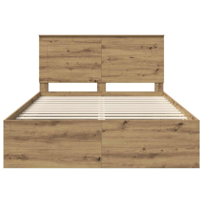 Bedframe Ambachtelijk eiken 140 x 190 cm Massief grenenhout