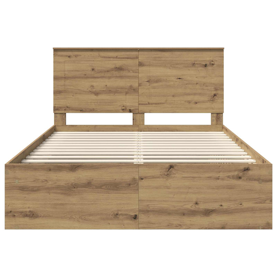 Bedframe Ambachtelijk eiken 140 x 190 cm Massief grenenhout