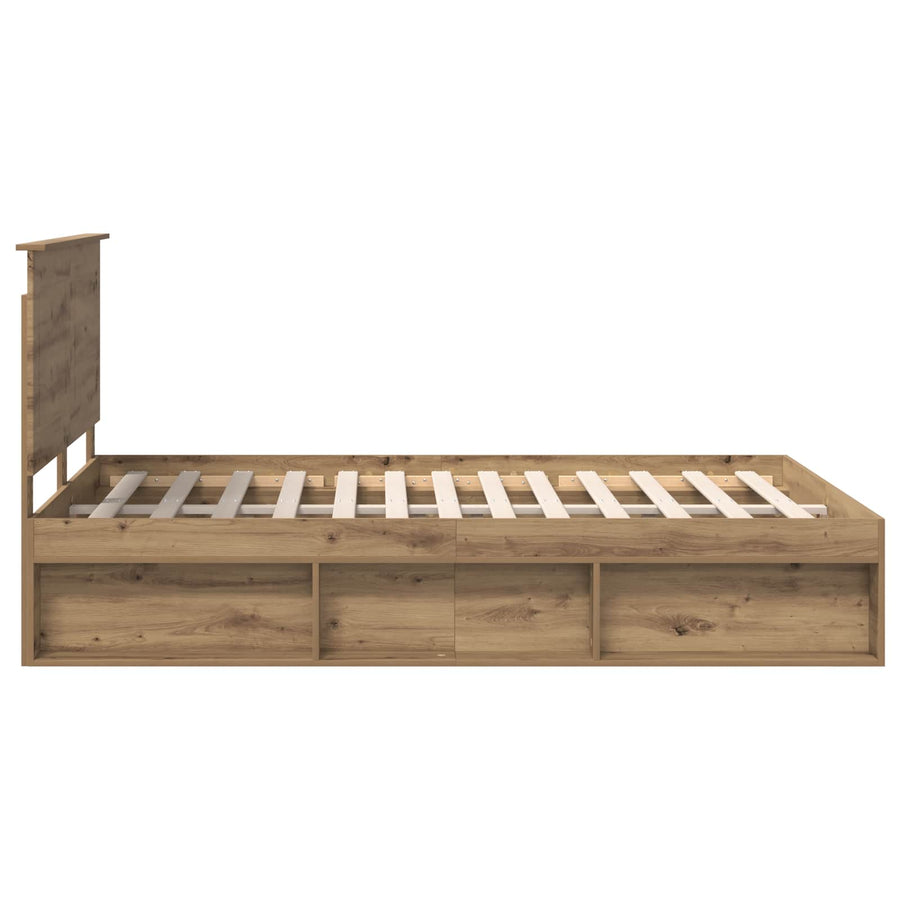 Bedframe Ambachtelijk eiken 140 x 190 cm Massief grenenhout