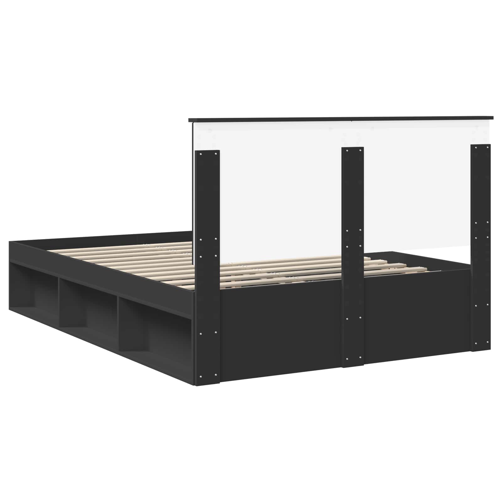 Bedframe met hoofdeinde Zwart 140 x 200 cm Massief grenenhout