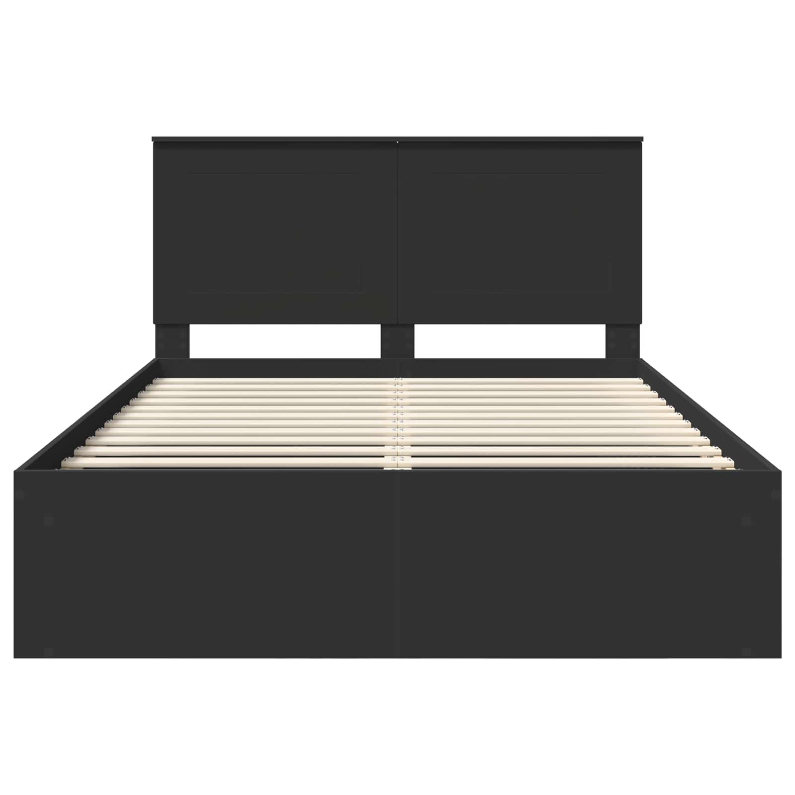 Bedframe met hoofdeinde Zwart 140 x 200 cm Massief grenenhout