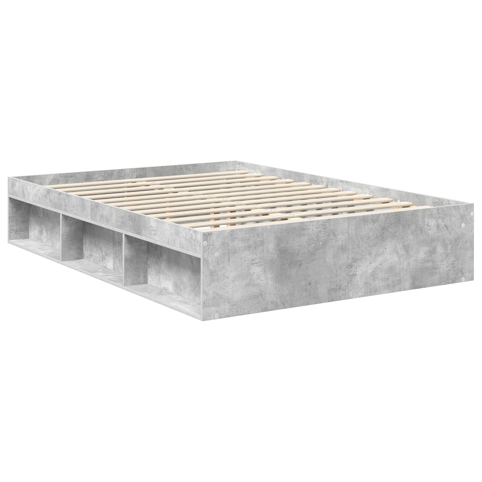 Bedframe met hoofdeinde Beton 140 x 200 cm Massief grenenhout