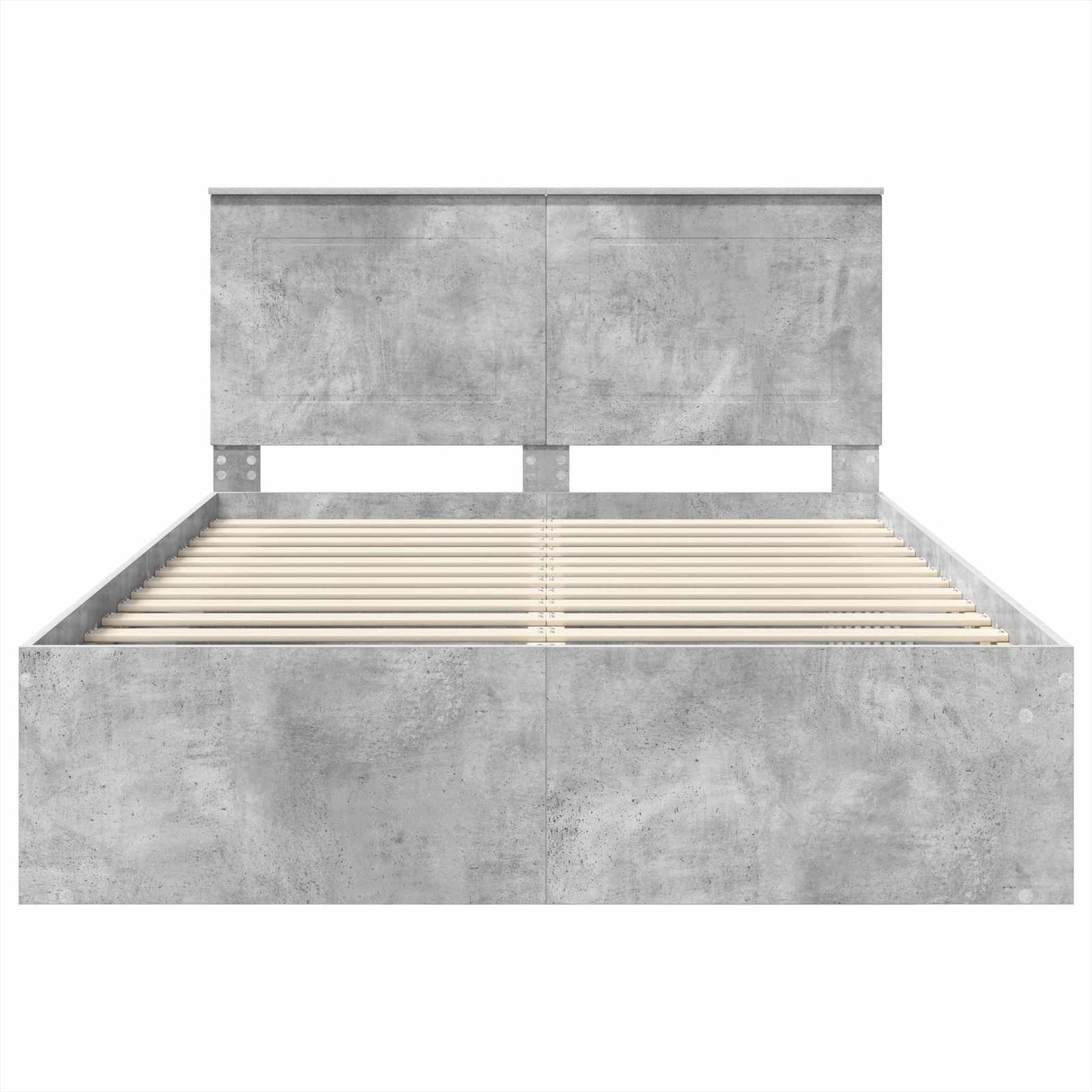 Bedframe met hoofdeinde Beton 140 x 200 cm Massief grenenhout