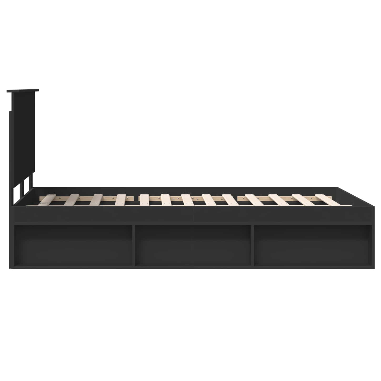 Bedframe met hoofdeinde Zwart 135 x 190 cm Massief grenenhout
