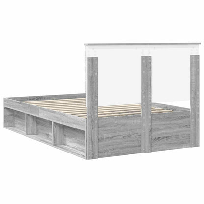 Bedframe Grijs Sonoma 135 x 190 cm Massief grenenhout