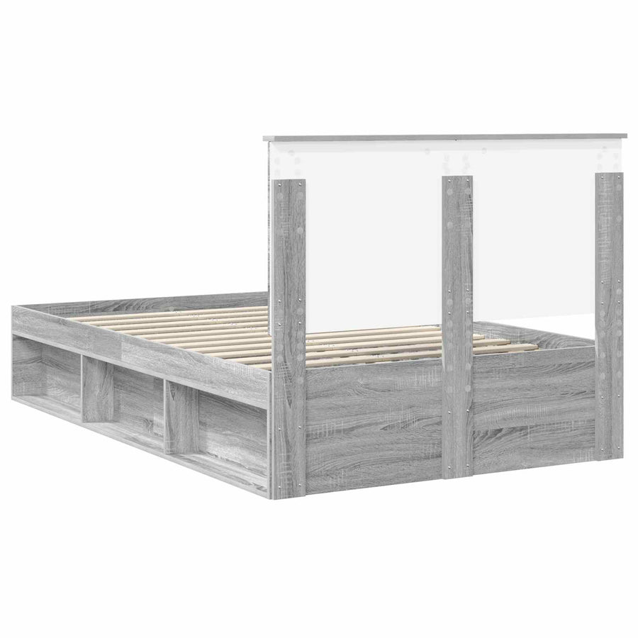 Bedframe Grijs Sonoma 135 x 190 cm Massief grenenhout