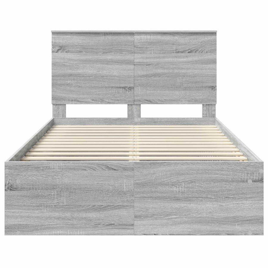 Bedframe Grijs Sonoma 135 x 190 cm Massief grenenhout