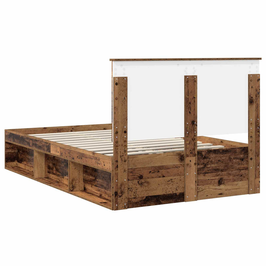 Bedframe met hoofdeinde Oudhout 135 x 190 cm Massief grenenhout