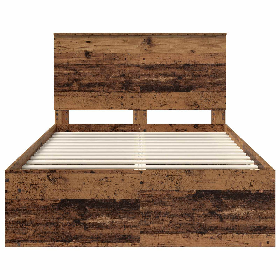 Bedframe met hoofdeinde Oudhout 135 x 190 cm Massief grenenhout