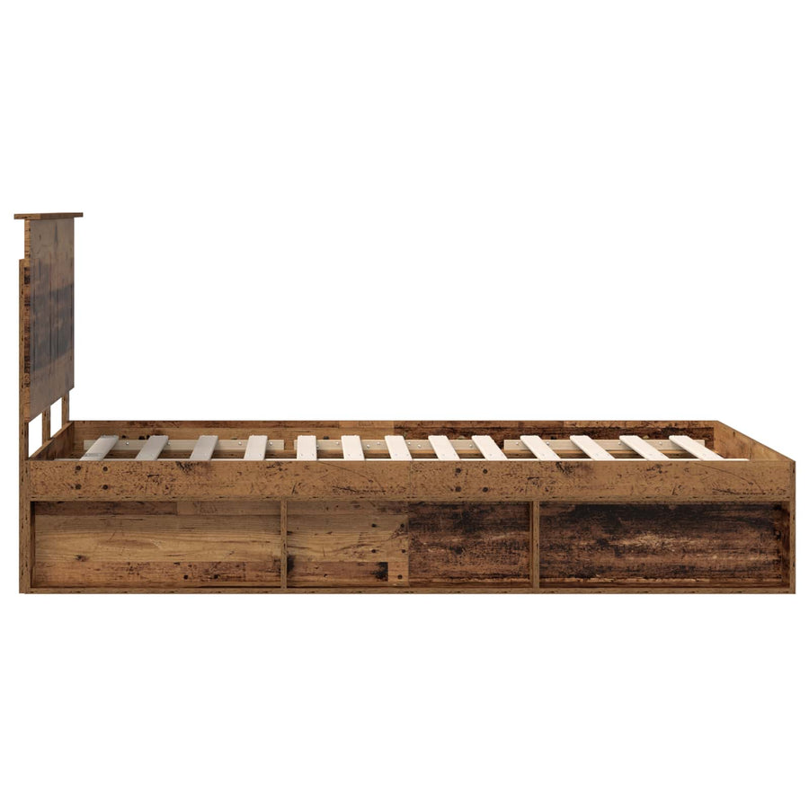 Bedframe met hoofdeinde Oudhout 135 x 190 cm Massief grenenhout