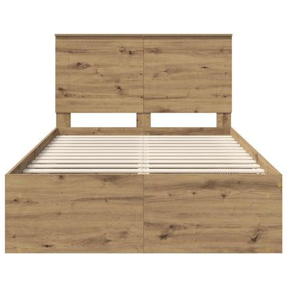 Bedframe Ambachtelijk eiken 135 x 190 cm Massief grenenhout