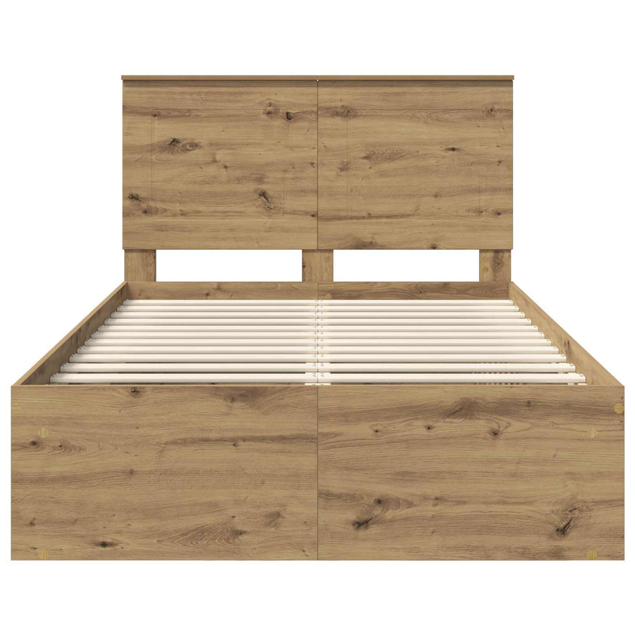 Bedframe Ambachtelijk eiken 135 x 190 cm Massief grenenhout