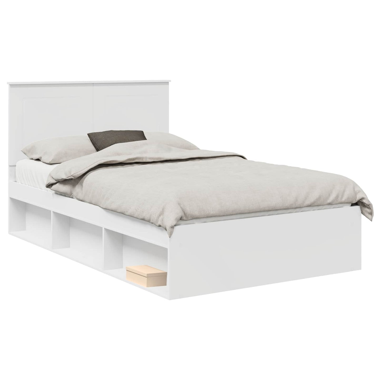 Bedframe met hoofdeinde Wit 120 x 190 cm Massief grenenhout