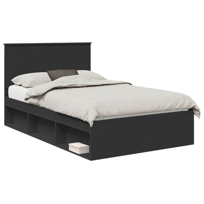 Bedframe met hoofdeinde Zwart 120 x 190 cm Massief grenenhout