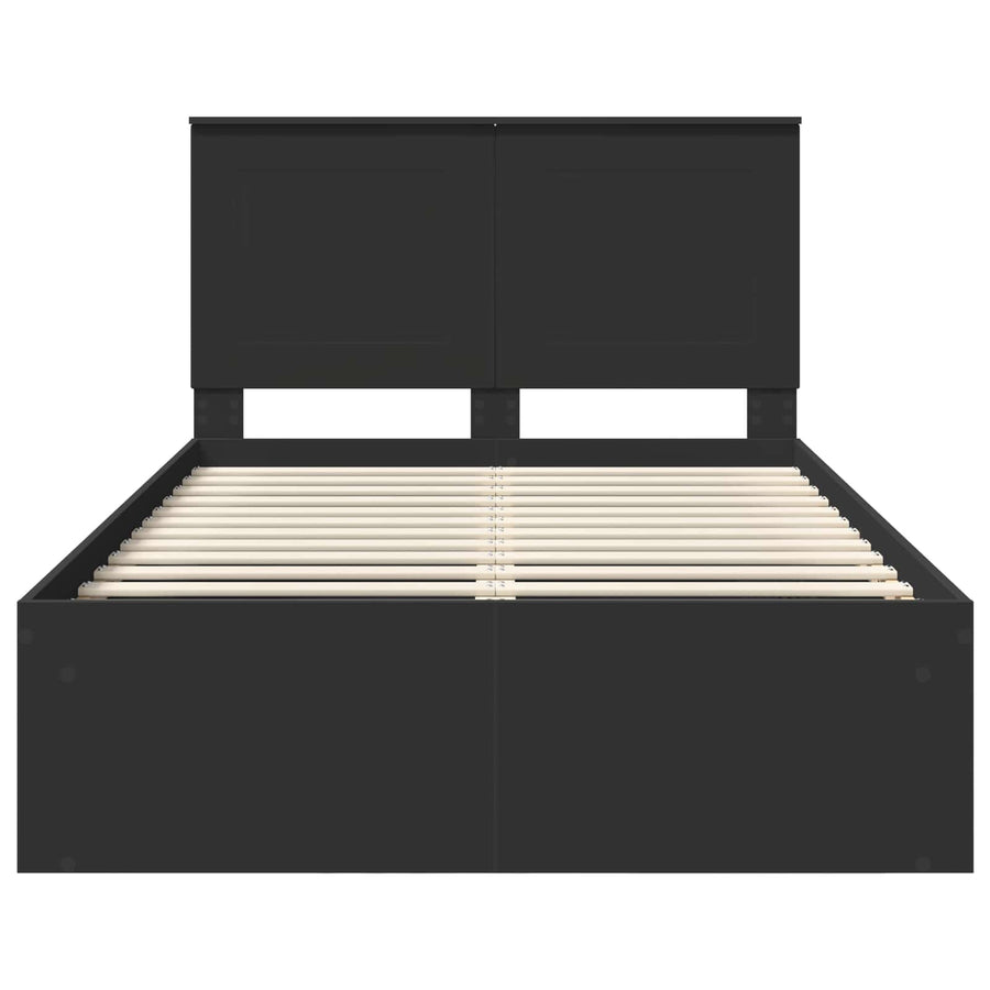 Bedframe met hoofdeinde Zwart 120 x 190 cm Massief grenenhout