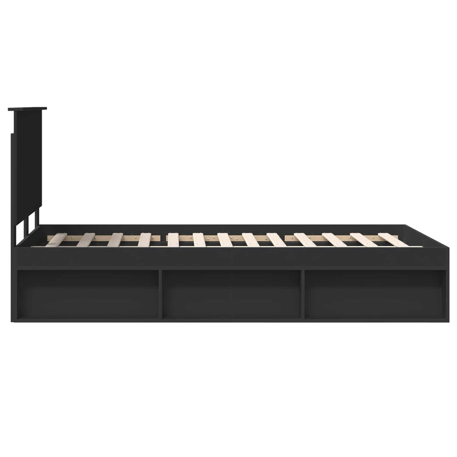 Bedframe met hoofdeinde Zwart 120 x 190 cm Massief grenenhout