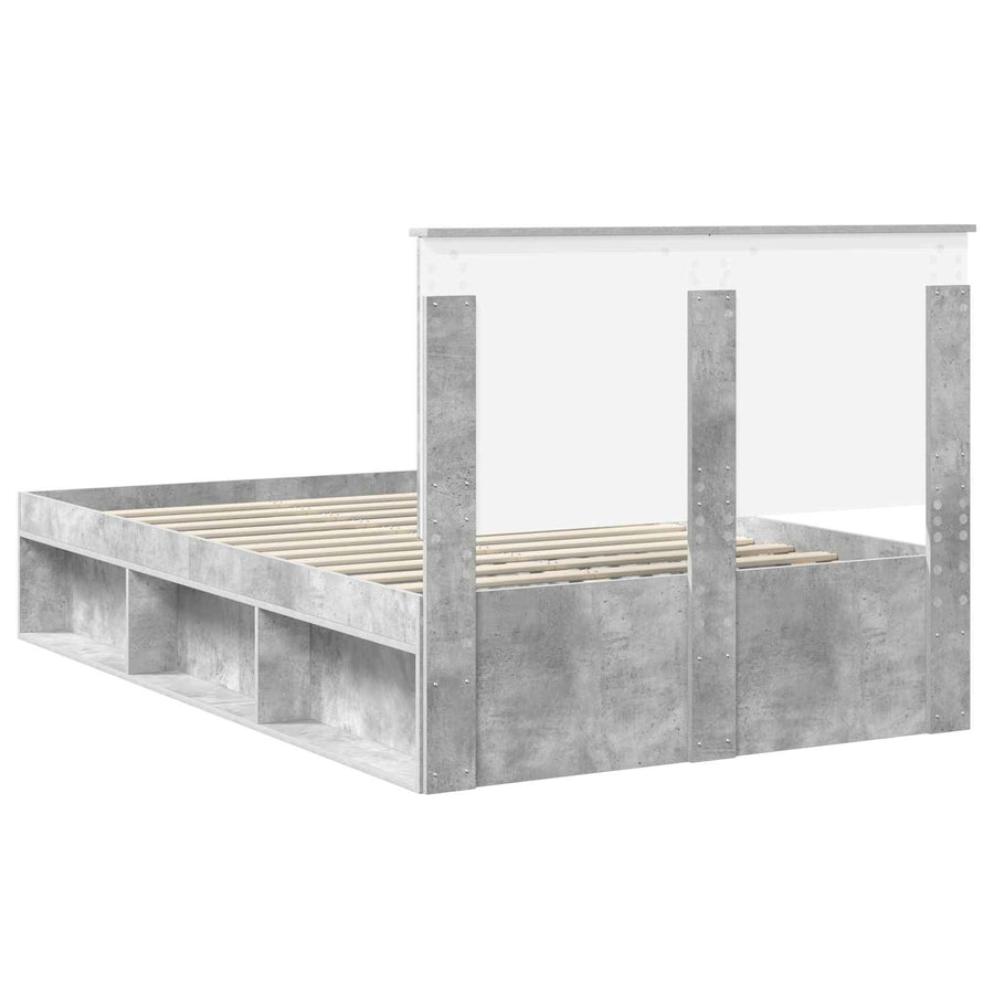 Bedframe met hoofdeinde Beton 120 x 190 cm Massief grenenhout