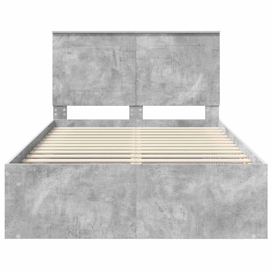 Bedframe met hoofdeinde Beton 120 x 190 cm Massief grenenhout