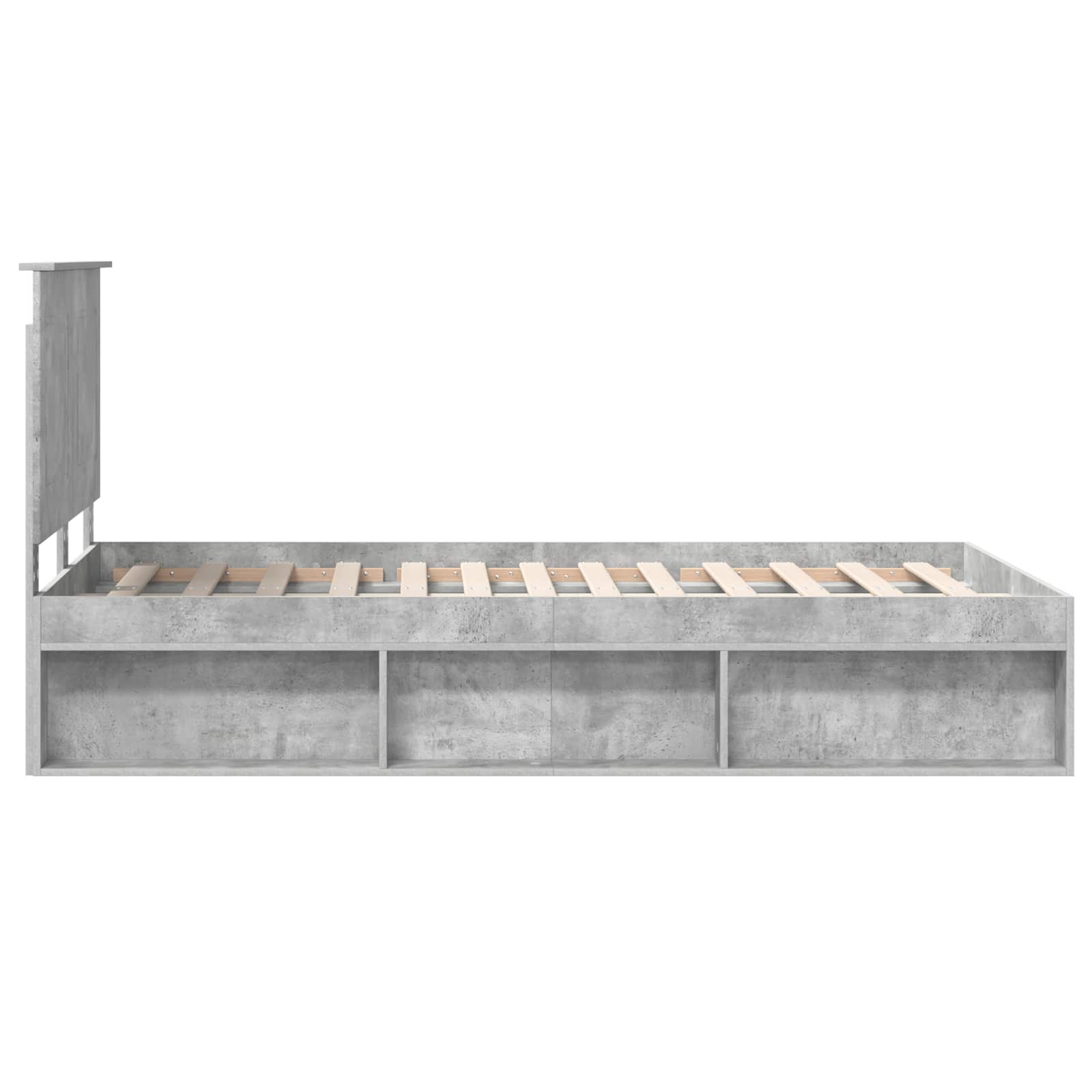 Bedframe met hoofdeinde Beton 120 x 190 cm Massief grenenhout