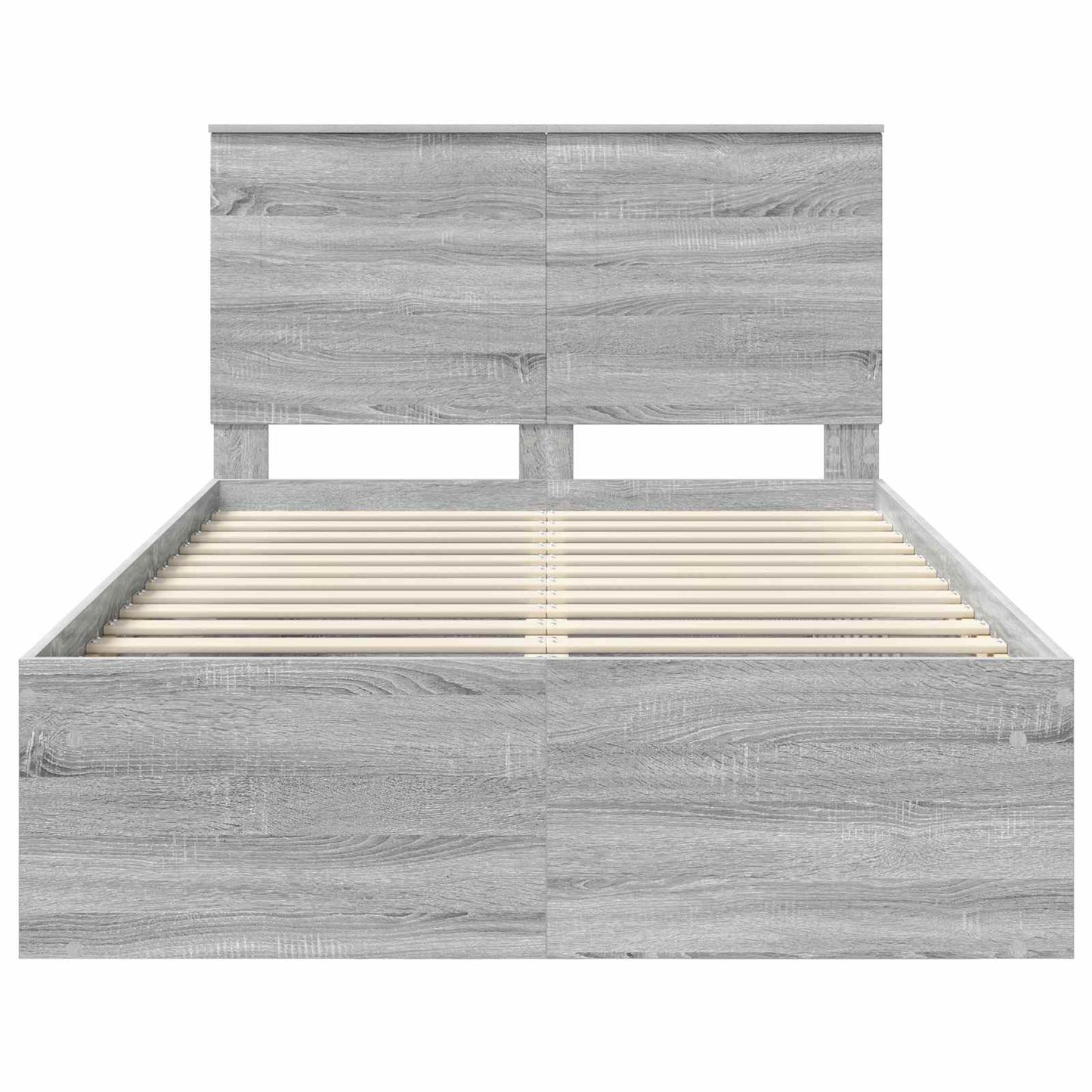 Bedframe Met Lade Massief Grenenhout Grijs Sonoma 120 x 190 cm