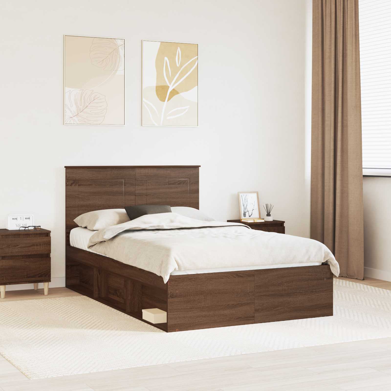 Bedframe Bruin Eiken 120 x 190 cm Massief grenenhout