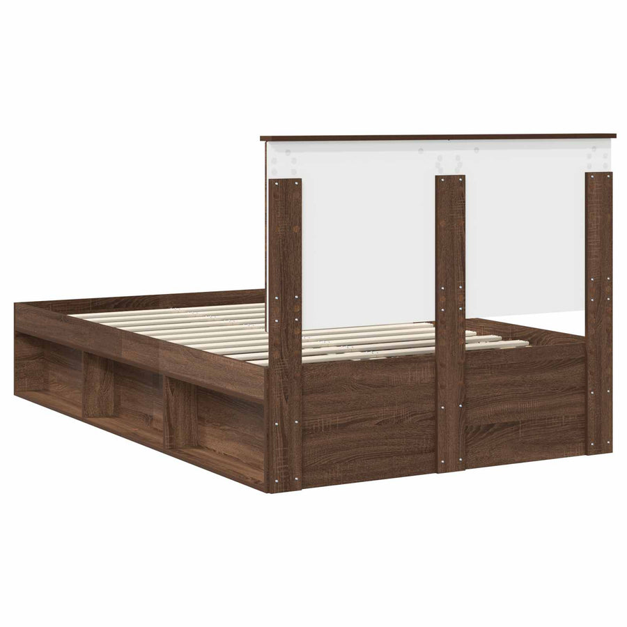 Bedframe Bruin Eiken 120 x 190 cm Massief grenenhout