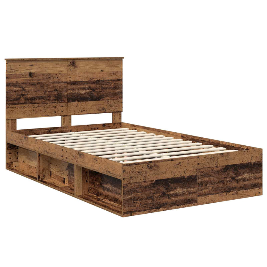 Bedframe met hoofdeinde Oudhout 120 x 190 cm Massief grenenhout
