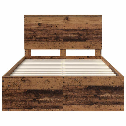 Bedframe met hoofdeinde Oudhout 120 x 190 cm Massief grenenhout