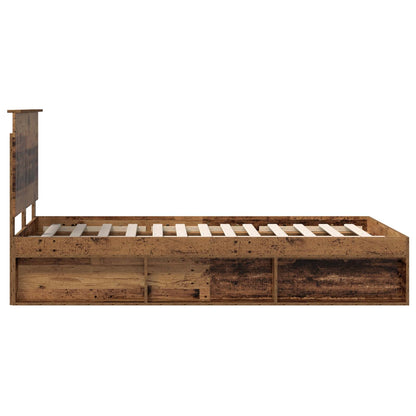 Bedframe met hoofdeinde Oudhout 120 x 190 cm Massief grenenhout