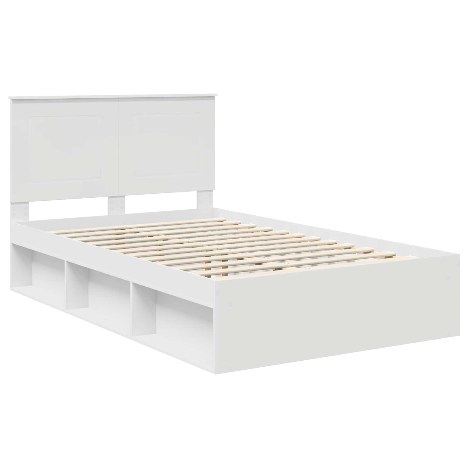 Bedframe met hoofdeinde Wit 120 x 200 cm Massief grenenhout
