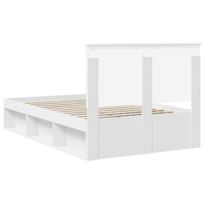 Bedframe met hoofdeinde Wit 120 x 200 cm Massief grenenhout