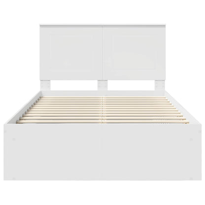 Bedframe met hoofdeinde Wit 120 x 200 cm Massief grenenhout