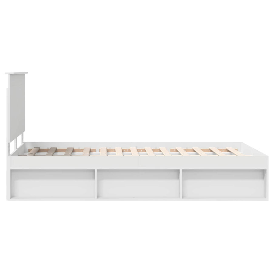 Bedframe met hoofdeinde Wit 120 x 200 cm Massief grenenhout