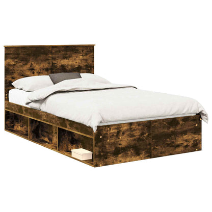 Bedframe Gerookt eiken 120 x 200 cm Massief grenenhout