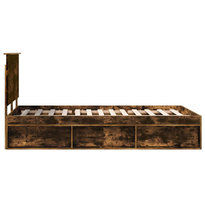 Bedframe Gerookt eiken 120 x 200 cm Massief grenenhout
