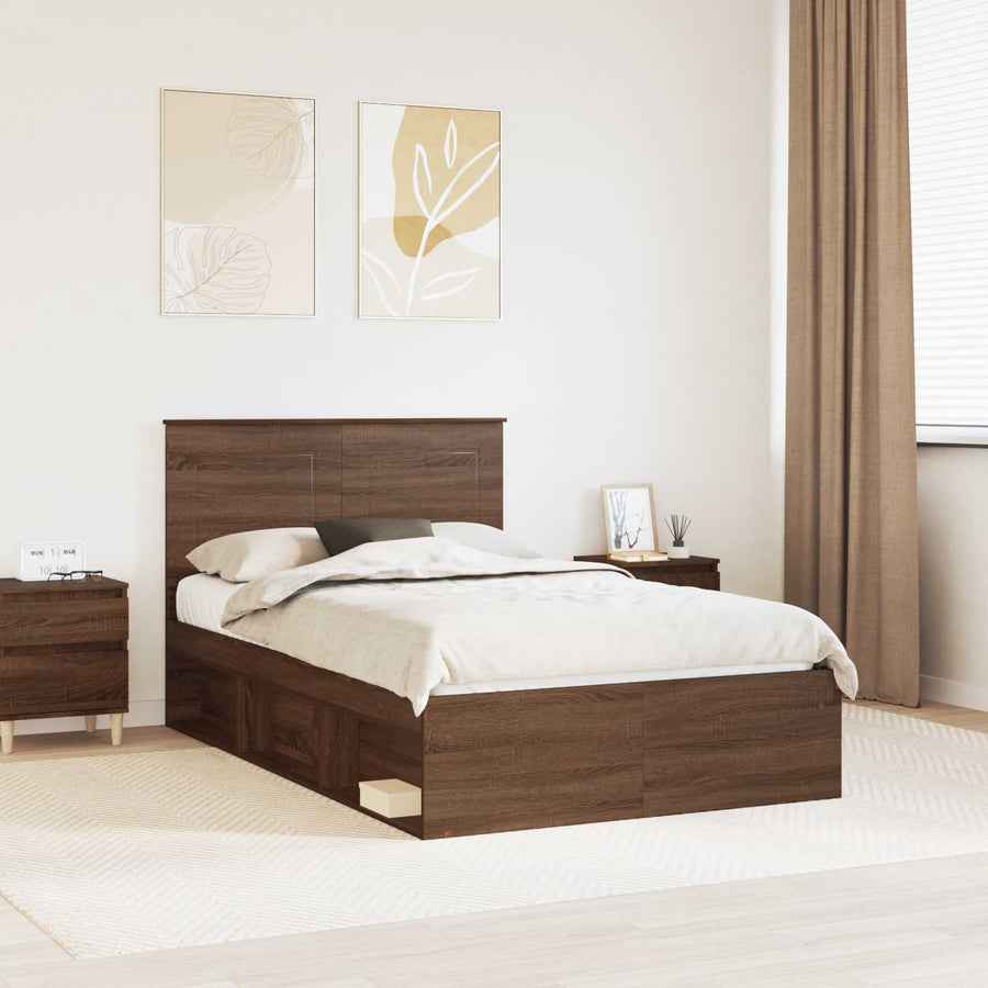 Bedframe Bruin Eiken 120 x 200 cm Massief grenenhout