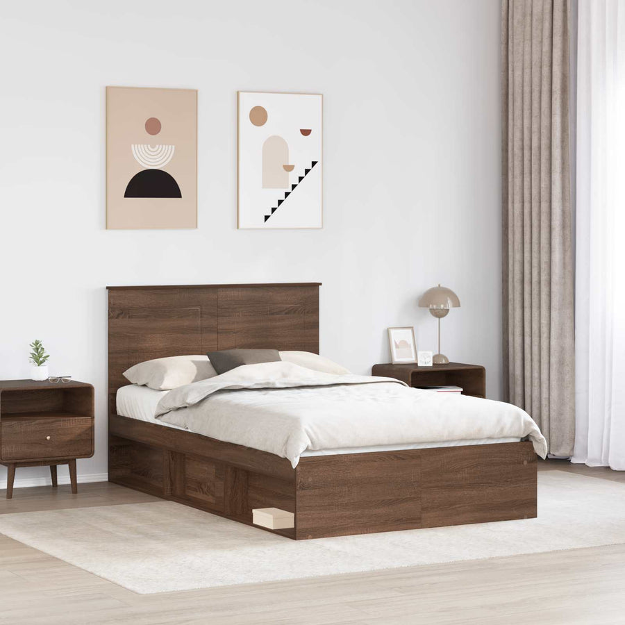 Bedframe Bruin Eiken 120 x 200 cm Massief grenenhout
