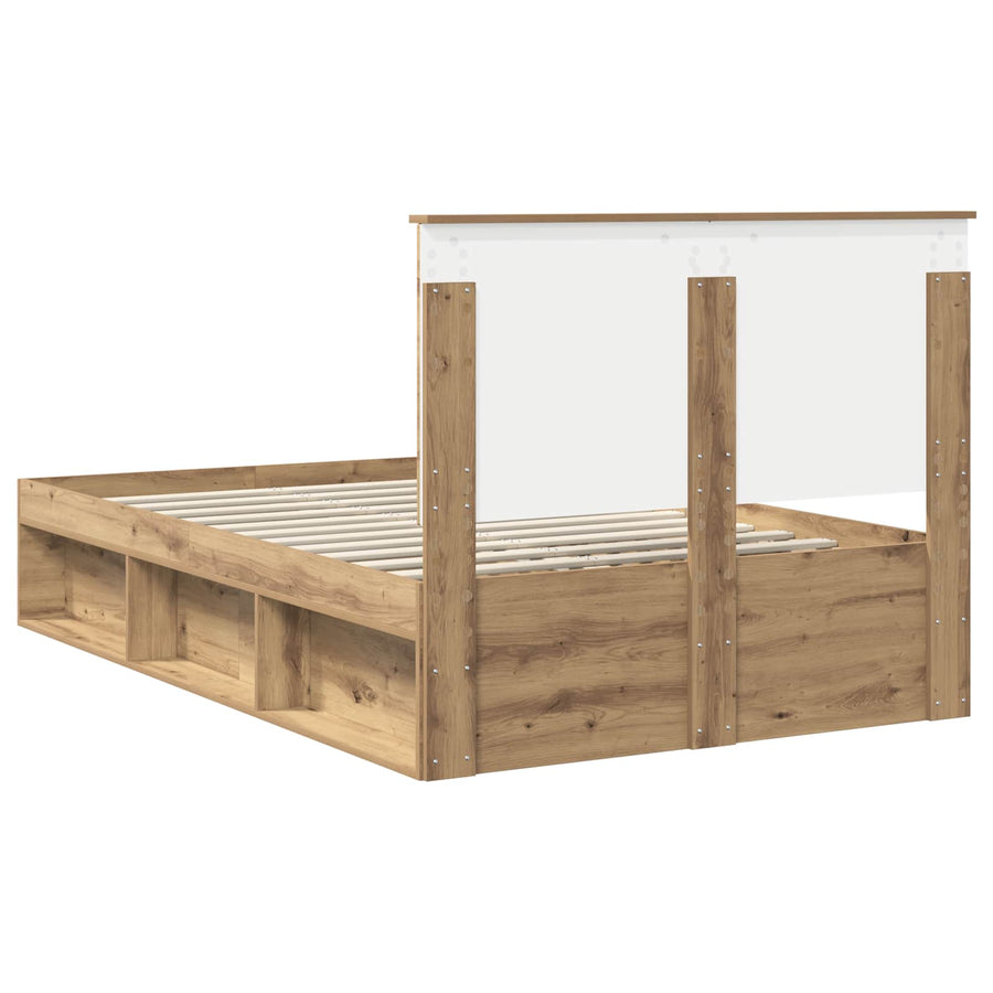 Bedframe Ambachtelijk eiken 120 x 200 cm Massief grenenhout