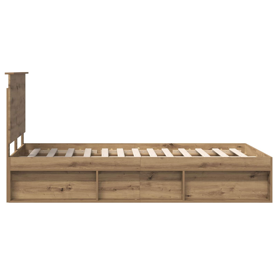Bedframe Ambachtelijk eiken 120 x 200 cm Massief grenenhout