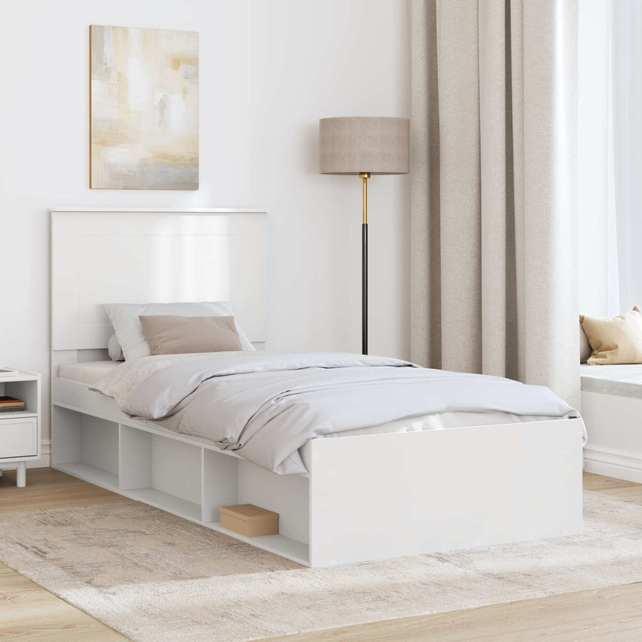 Bedframe met hoofdeinde Wit 100 x 200 cm Massief grenenhout