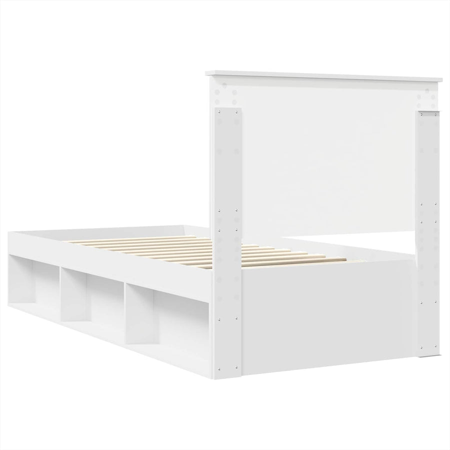 Bedframe met hoofdeinde Wit 100 x 200 cm Massief grenenhout