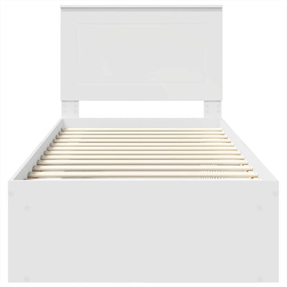 Bedframe met hoofdeinde Wit 100 x 200 cm Massief grenenhout