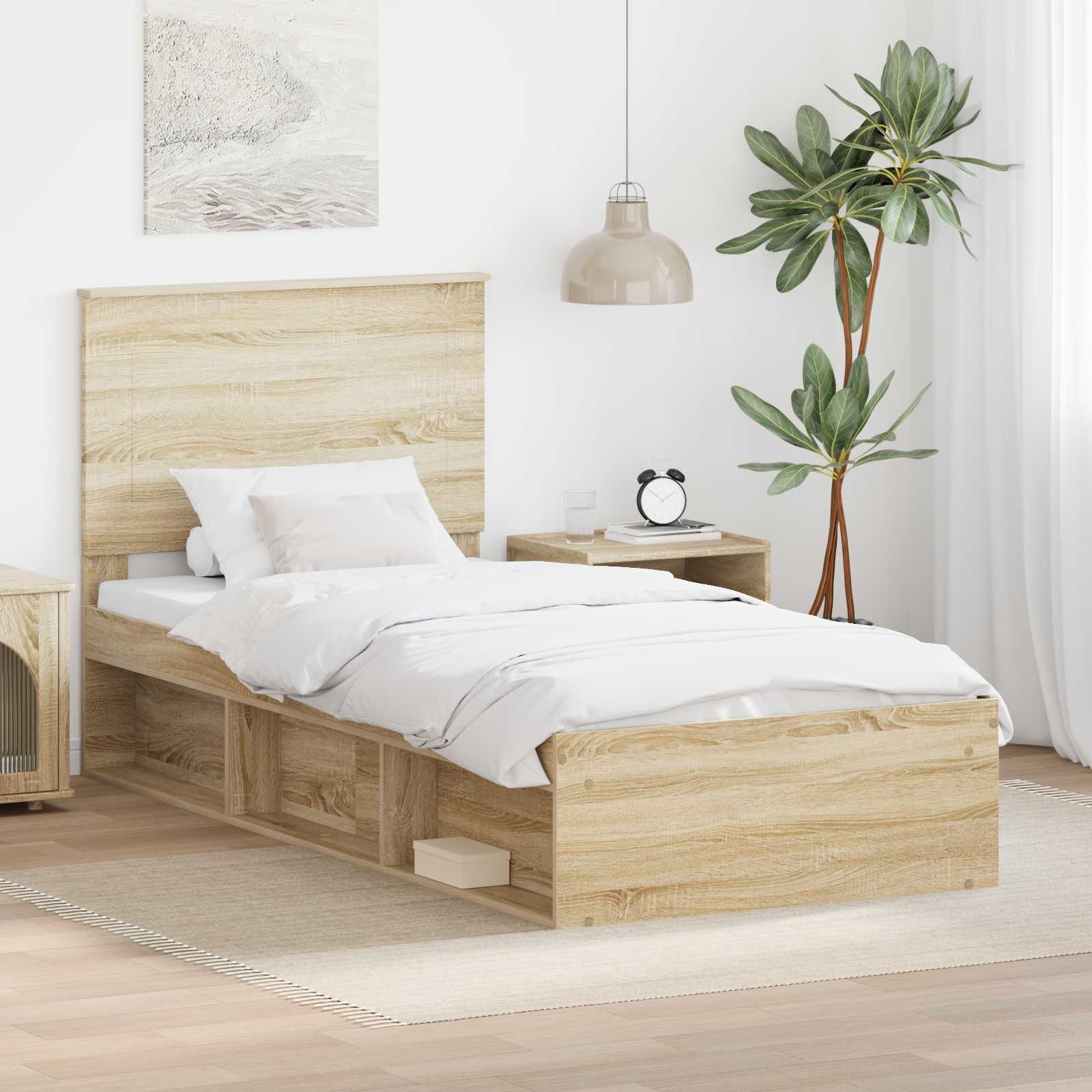 Bedframe met hoofdeinde Sonoma 90 x 190 cm Massief grenenhout